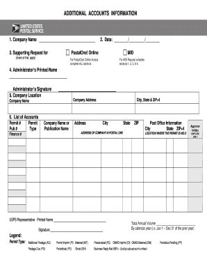 Fillable Online Ribbs Usps Additional Accounts Information Sheet