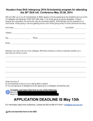 Fillable Online Houstonsaa Scholarship Application Houston Area