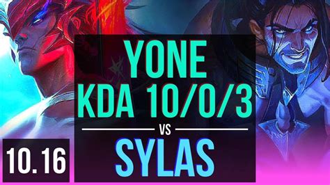 Yone Vs Sylas Mid 3 Early Solo Kills Kda 1003 Legendary Euw