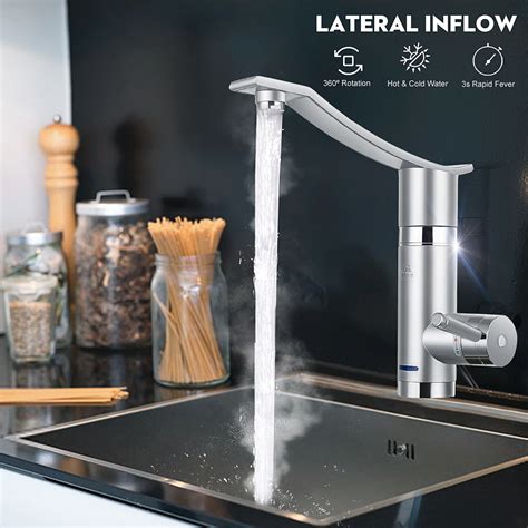 New W V Instant Electric Faucet Lateral Inflow Bathroom Kitchen Hot Water Heating Tap