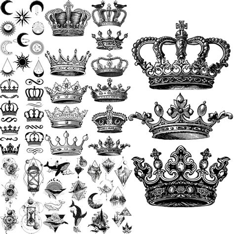 Schwarz Crown Tempor Re Tattoos F R Frauen Erwachsene Realistische