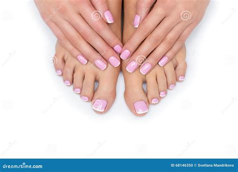 Woman Hands And Feet With French Manicure Stock Photo Image Of Beauty