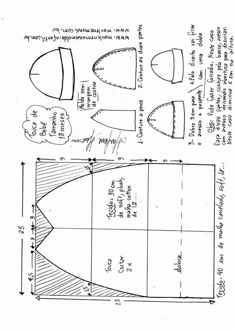 Touca gorro para bebê DIY marlene mukai molde infantil