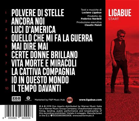 Start Il Nuovo Album Di Luciano Ligabue Esce L Marzo La Tracklist