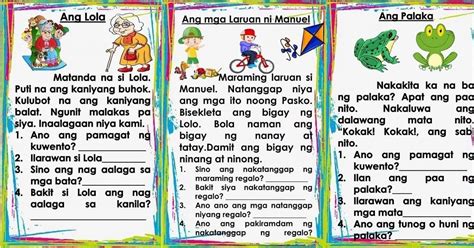 Filipino Reading Comprehension Part 1 Printable Format Free To