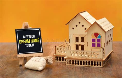 Buy Your Dream Home Today Banner with 3D House Miniature Stock Image ...