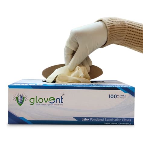 glovent Hand Gloves Latex Powdered Examination Disposable Hand Gloves