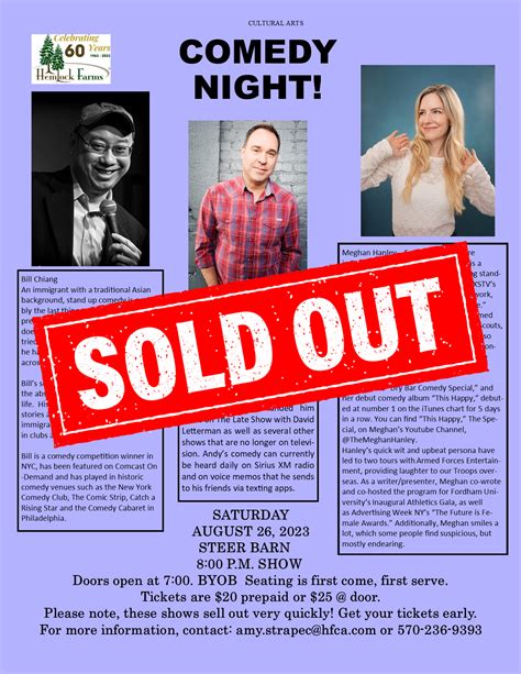 SOLD OUT! August Comedy Night **Mature Audiences** (Cultural Arts