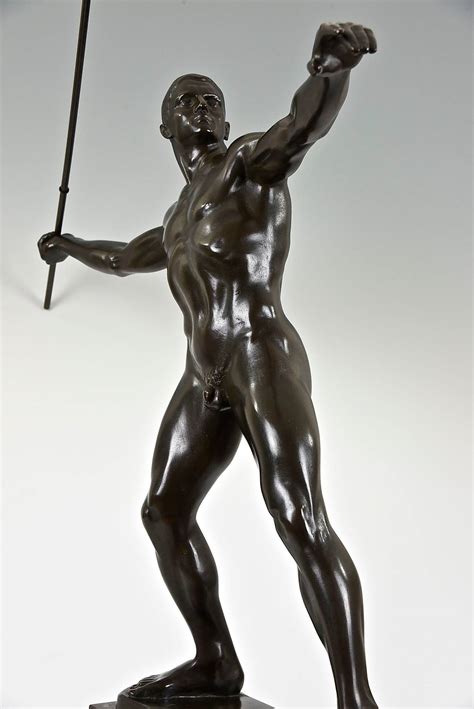 Art Deco Bronze Of Male Nude With Javelin By Karl M Bius At Stdibs Karl Mobius Nude