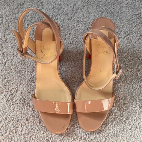 Christian Louboutin Nude Patent Leather Ankle Strap B Gem