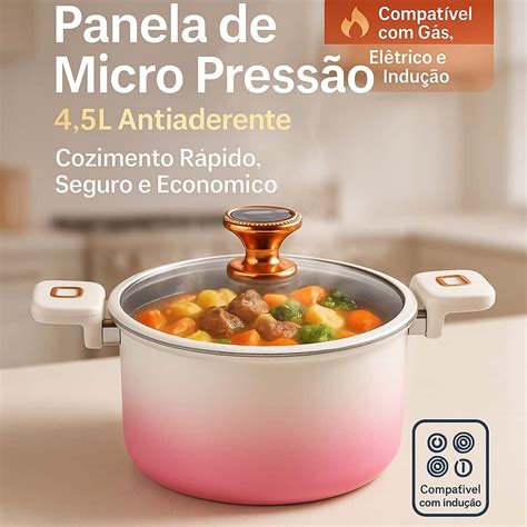 Panela De Micro Pressão - Panela de Micro Pressão 4,5L Antiaderente – Caçarola 24cm p/ Fogão a ...