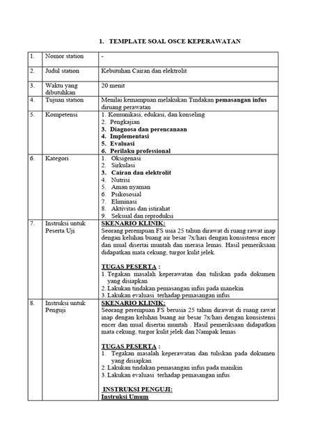 Template Soal Osce Keperawatan 1 | PDF
