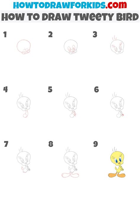 How To Draw Tweety Bird Easy Drawing Tutorial For Kids