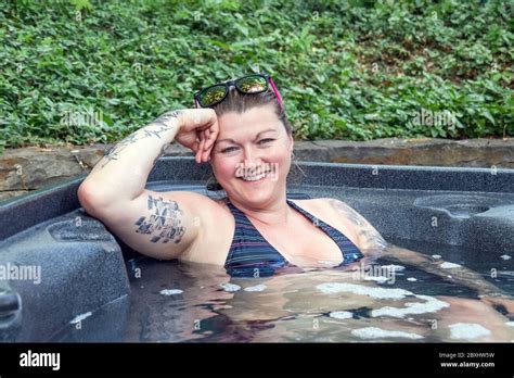 Woman Hot Tub Outdoor Hi Res Stock Photography And Images Alamy