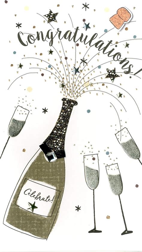 General Congratulations Greeting Card Hand Finished Champagne Range