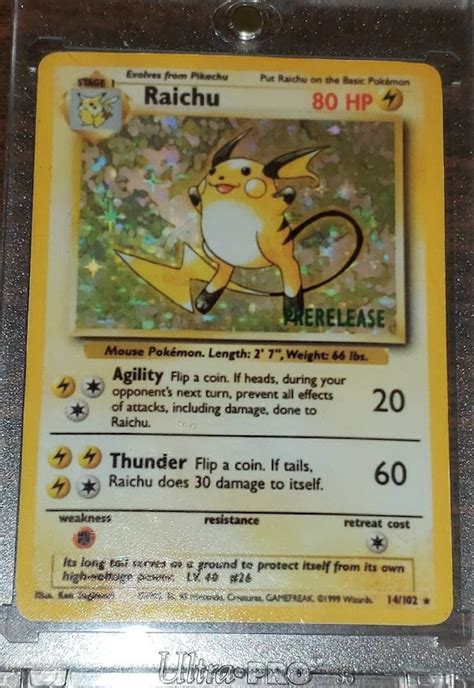 Prerelease Raichu 14/102 Base Set Pre-Release Promo Pokémon | Etsy