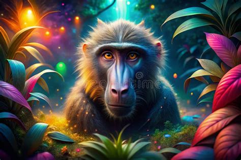 Enchanted Baboon Portrait a Surreal Journey into the Dreamlike Heart of ...