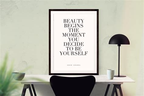 Beauty Begins The Moment You Decide To Be Yourself Quote Wall Art Print