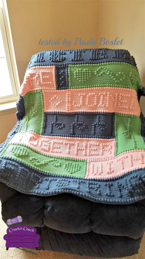 Sisters Heartstrings Afghan Bobble Stitch Crochet Pattern, Written Row