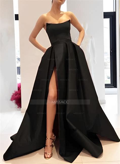 Ball-Gown Strapless Sleeveless Floor-Length Satin Wedding Dresses With
