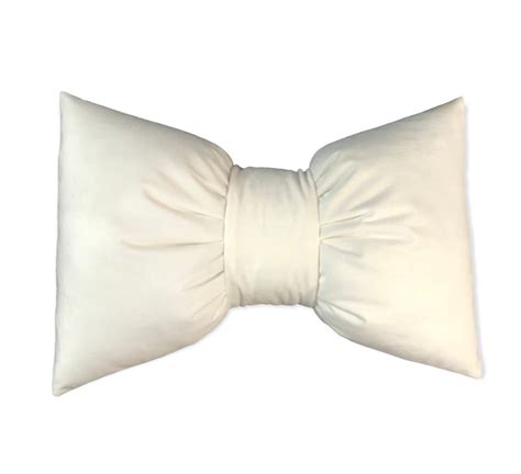 White Velvet Or Cotton Unique Lumbar Bow Pillow 18x12 Etsy