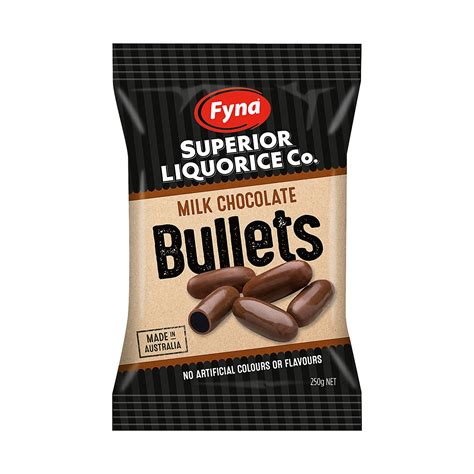 fyna milk choc liquorice bullets   reject shop
