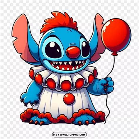 Halloween Stitch Creepy Clown Holding A Red Balloon Stitch As