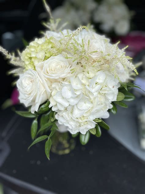White Hydrangea, Astilbe, and Roses Bouquet