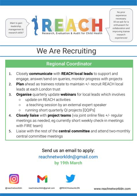 We are recruiting: REACH Regional Coordinator – London School of
