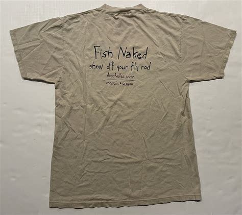 VTG Fish Naked Oregon Show Off Your Fly Rod Mens L Gem