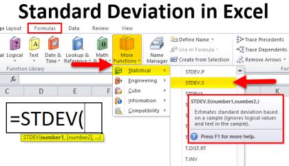standard deviation  excel formula examples