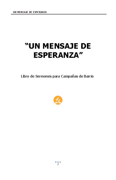 2. Un mensaje de esperanza - “UN MENSAJE DE ESPERANZA” Libro de