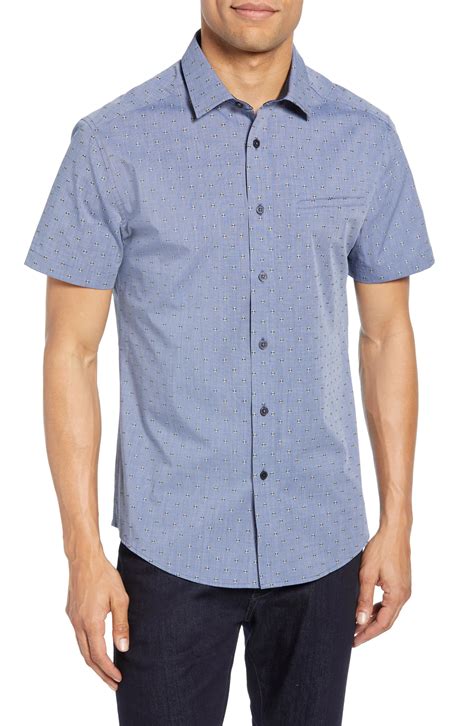 Vince Camuto Mens Hacking Trim Fit Pocket Sport Shirt Blue Cheapundies