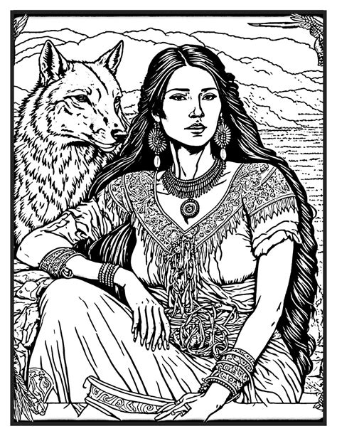 Native American Women Coloring Pages Etsy