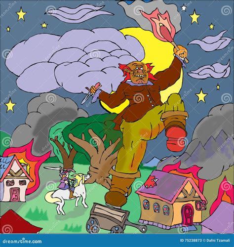 Angry Cyclops stock illustration. Illustration of village - 75238873