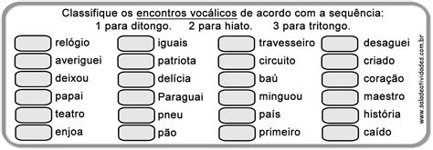Atividades com Encontros Vocálicos — SÓ ESCOLA