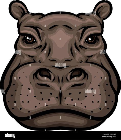 Icône de dessin animé Hippo Head Symbole africain hippopotamus