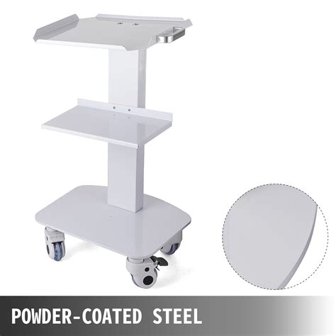 VEVOR 3-Layer Lab Medical Cart White Rolling Cart Lab Medical Equipment