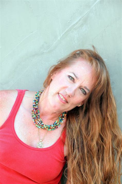 Mature Redhead Beauty Stock Image Image Of Deck Relaxing 17050339