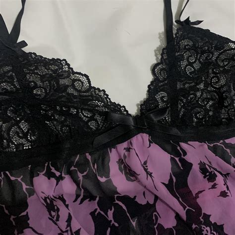 Betsey Johnson Purple And Black Lingerie Top With Depop