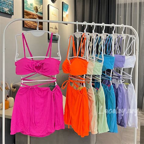READY STOCK 3PCS Hot Asian Style Love Shape Design Summer Swimsuit