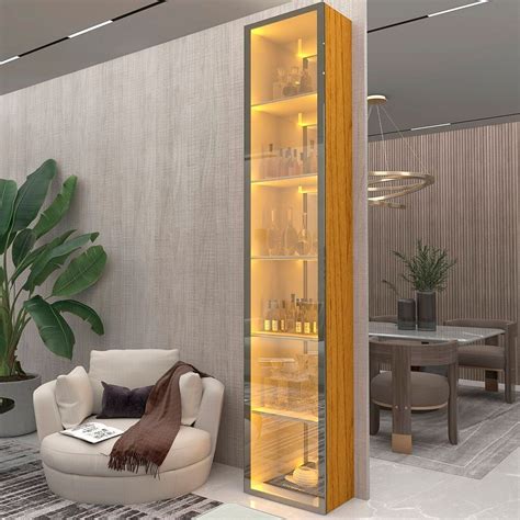 Cristaleira Com Led E Espelho - Cristaleira 1 Porta Reflecta com Fita Led com Espelho Luminare 100% Mdf ...