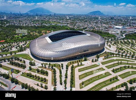 Aerial View Of Bbva Stadium Home Of The Monterrey Soccer Club