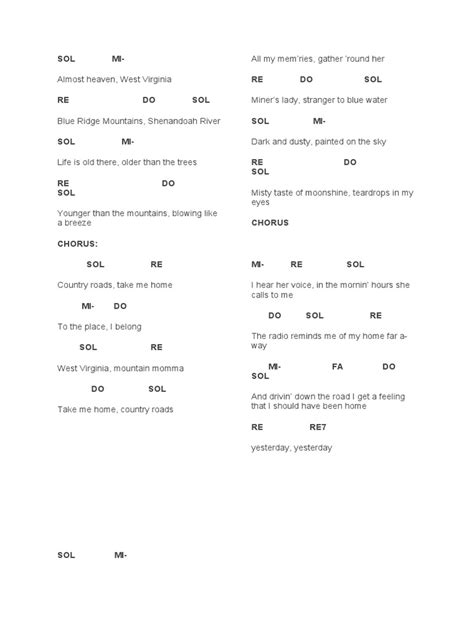 Country Roads Chords | PDF