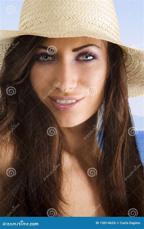 Brunette With Hat Stock Photo Image Of Face Sensual