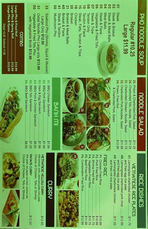 Menu At Hot Ginger Pho Restaurant Lacey