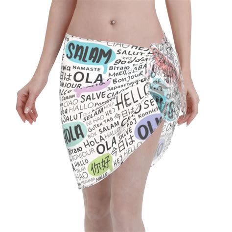 Adobk Women Beach Sarong Bathing Suit Hello Print Wrap Skirt Sheer Bikini Swimsuit Cover Ups For
