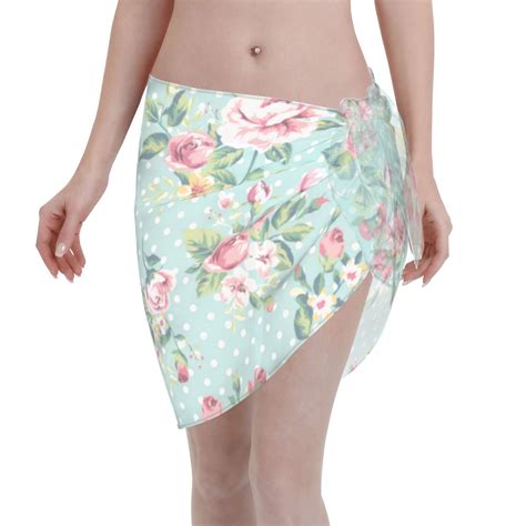 Coaee Vintage Floral Women S Short Sarongs Beach Wrap Sheer Bikini Wraps Chiffon Cover Ups For
