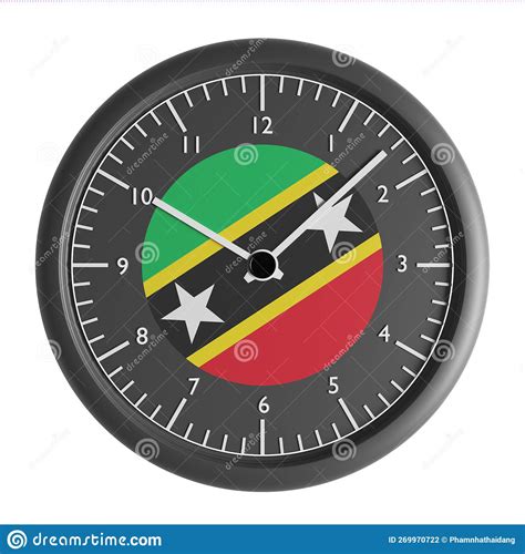 Wall Clock with the Flag of Saint Kitts and Nevis Stock Photo