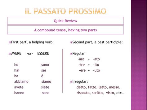 PPT - The passato prossimo vs. the imperfetto PowerPoint Presentation ...